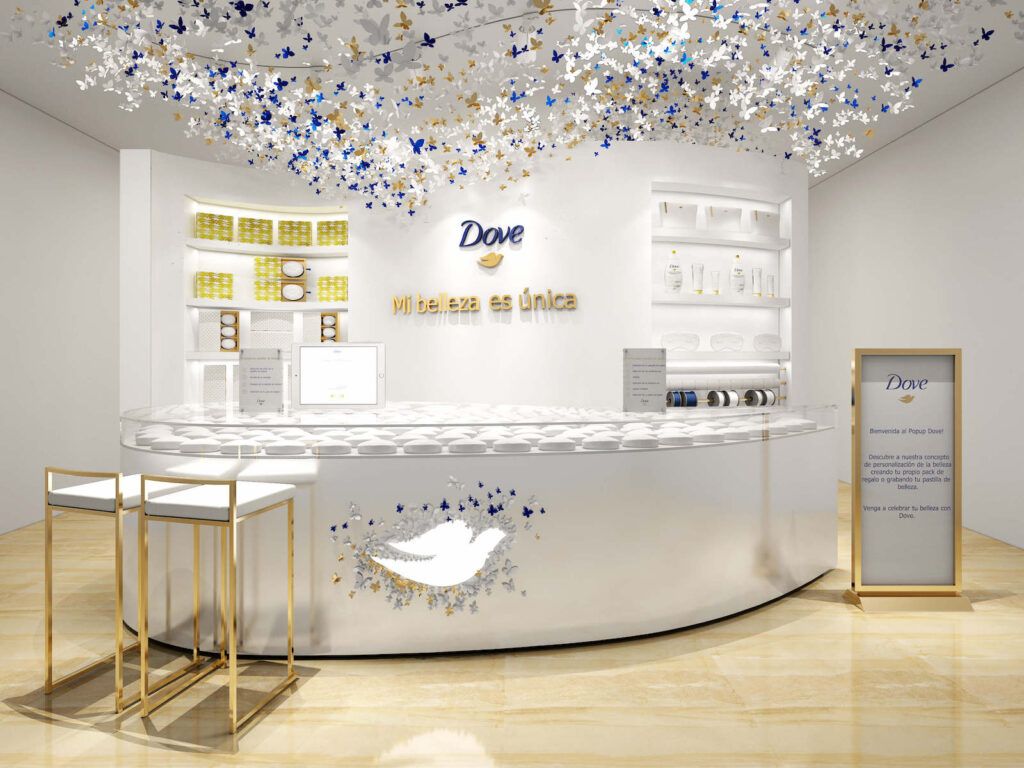 3D render for Dove pop up store