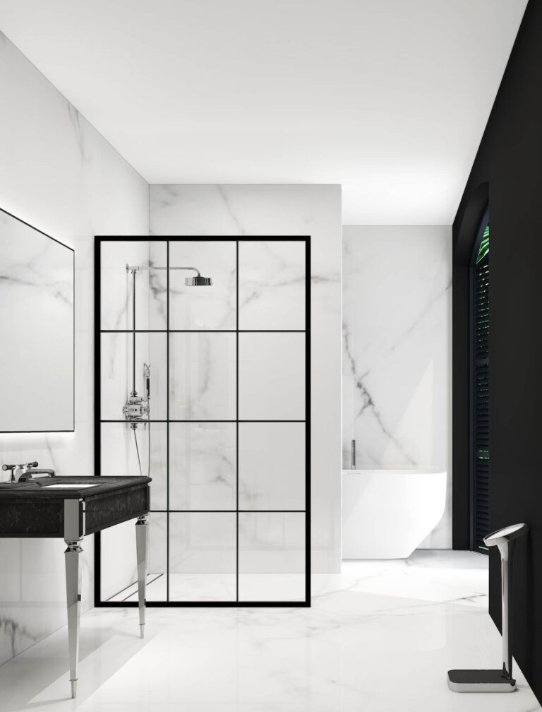 THE MAJESTIC SHOWER COMPANY - Trellis Black Shower Screen