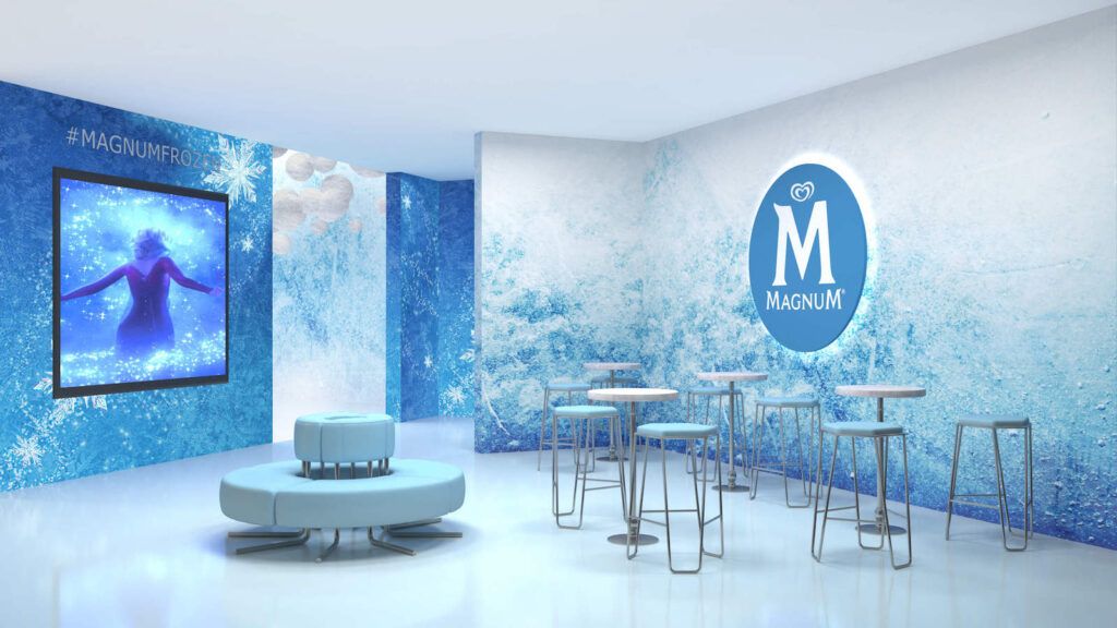 3D render for THE EDJE – Magnum & Disney Frozen Pop Up retail store