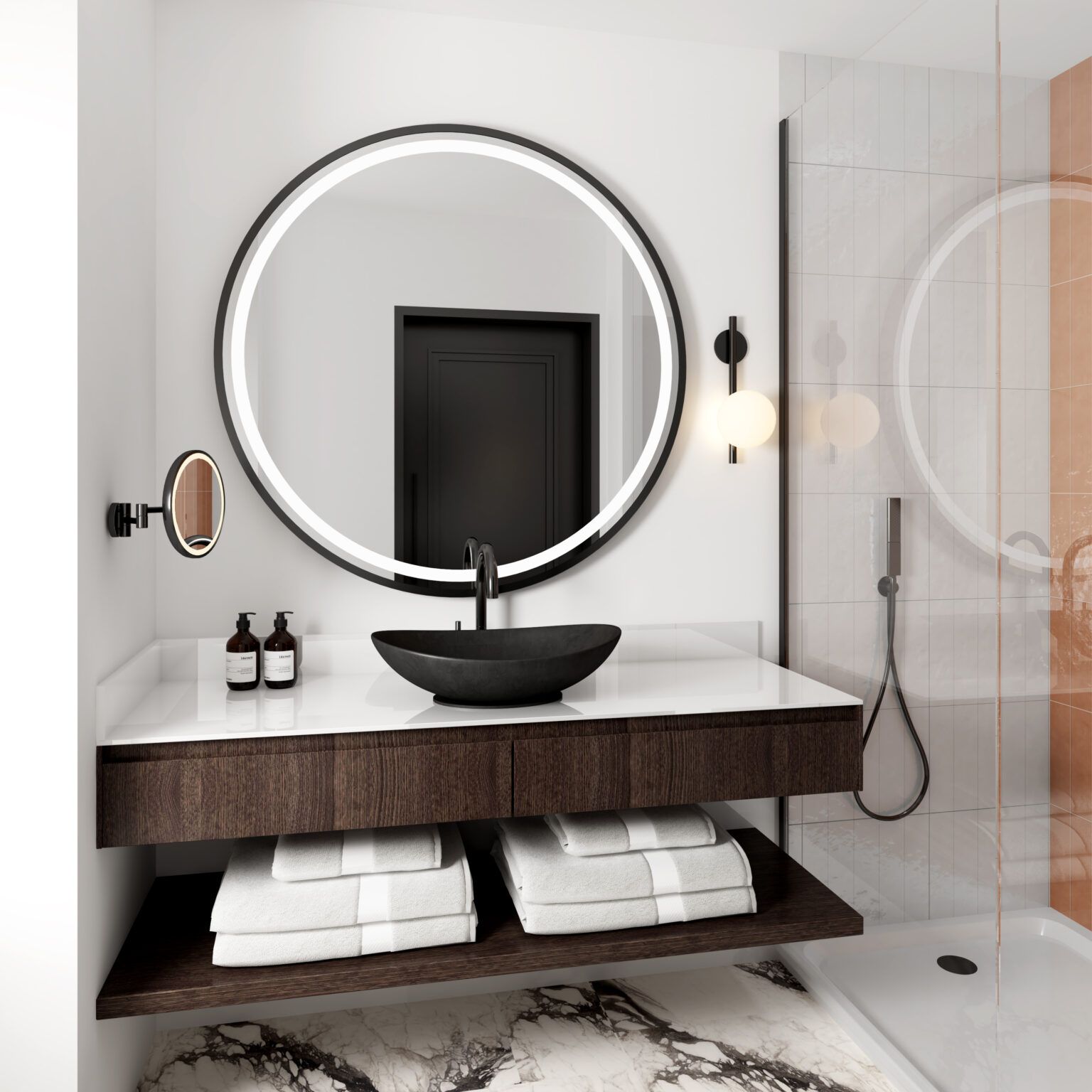 3D rendering and CGI of Luma LED Mirror in hotel